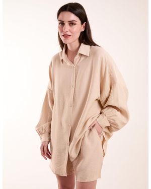 Blue Vanilla Linen Shorts & Shirt Set - Pink