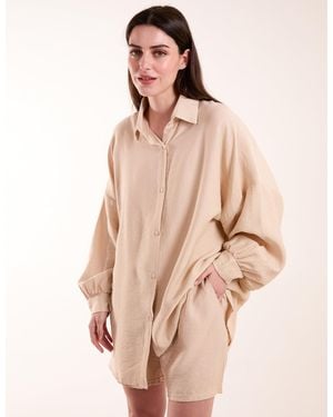 Blue Vanilla Linen Shorts & Shirt Set - Pink