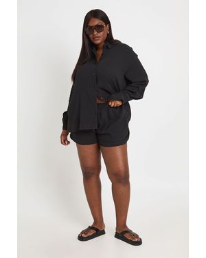 Boohoo Plus Elasticated Waist Beach Short - Black