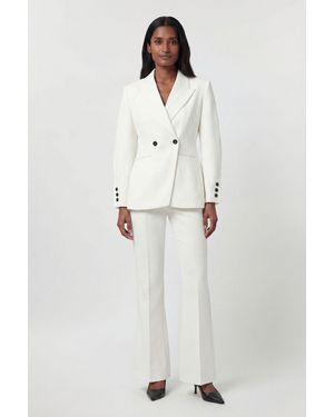 Karen Millen Petite Compact Stretch Sculpted Waist Tailored Blazer - White