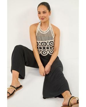 Roman Petite Crochet Detail Jumpsuit - Black