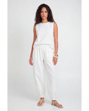 Boohoo Linen Look Boxy Top & Balloon Leg Trouser Co-Ord - White