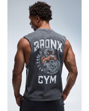 BoohooMAN Bronx Gym Washed Regular Fit Tank - Grey