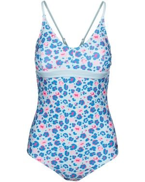 Trespass Ladies Mimi Leopard Print One Piece Swimsuit (Light Sage) - Blue