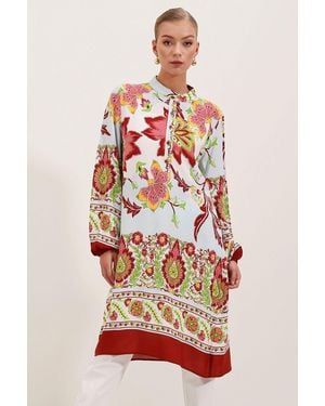 Bigdart Patterned Viscose Dress - White