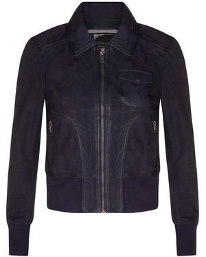 Infinity Leather Ma-1 Varsity Bomber Jacket-Modbury - Blue
