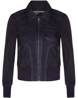 Infinity Leather Ma-1 Varsity Bomber Jacket-Modbury - Blue
