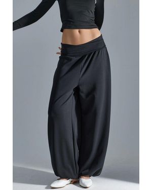 Busem Mid-Waist Straight Pull-On Trousers - Black
