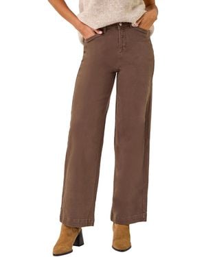 Roman Cotton Blend Wide Leg Stretch Jeans - Brown