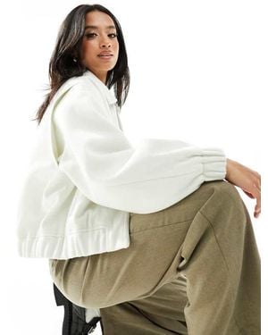 ASOS Design Textured Bomber Jacket With Collar Detail - White