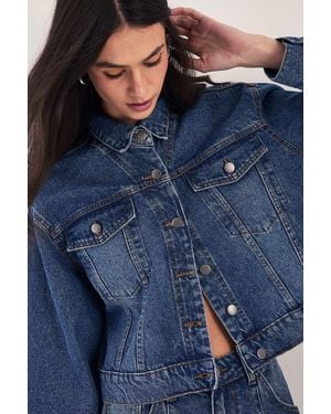 Nasty Gal The Cropped Boyfriend Denim Jacket - Blue