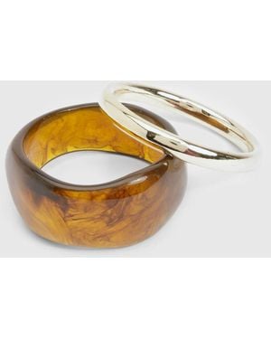 Boohoo Resin Chunky Bangle 2 Pack - Metallic