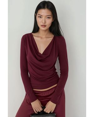 Hiccup Cowl Neck Knitted Top - Red