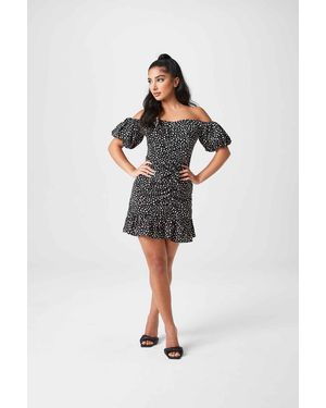 Urban Bliss Spot Ruche Front Dress - White
