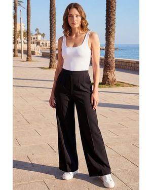 Roman Petite Wide Leg Ponte Stretch Trouser - Black