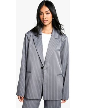 Boohoo Tailored Pinstripe Oversized Blazer - Grey
