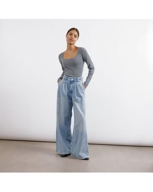 Albaray Wide Pleat Jean Light Wash - Blue