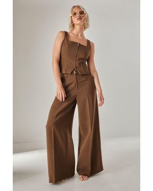Nasty Gal Tailored Zip Front Trousers - Brown