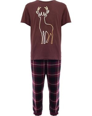 Threadbare Deer Loungewear Set - Red