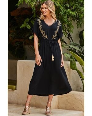 Sosandar Embroidered Detail Maxi Dress - Black