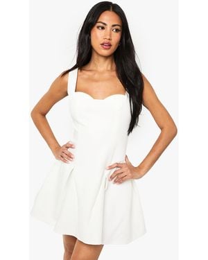 Boohoo Sweetheart Full Skirt Mini Dress - White