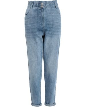 Quiz Denim High Waisted Tapered Jeans Cotton - Blue