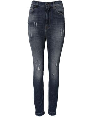 Dolce & Gabbana Distressed Ripped Skinny Jeans - Blue
