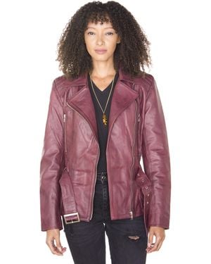 Infinity Leather Long Biker Jacket-Quito - Purple