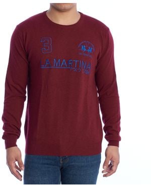 La Martina Regular Fit Crew Neck Jumper Xms300-Yv021 - Red