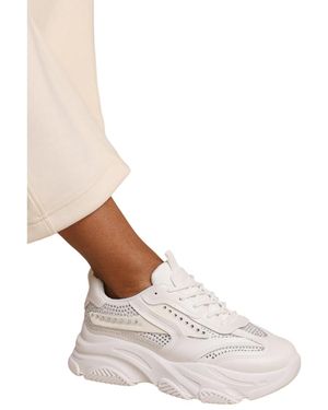 Where's That From Groove Diamante Chunky Trainers (wit)
