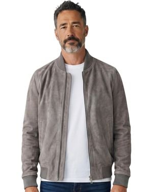 Infinity Leather Goat Suede Ma-1 Bomber Jacket-Antalya - Grey