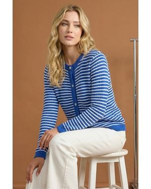D.u.s.k Stripe Button Knit Cardigan - Blue