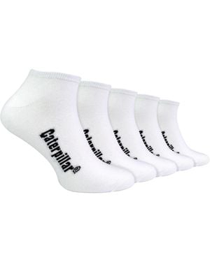 Caterpillar 5 Pack Cotton Rich Trainer Work Socks - White