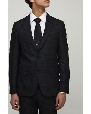 BoohooMAN Single Breasted Slim Flannel Suit Jacket - Black