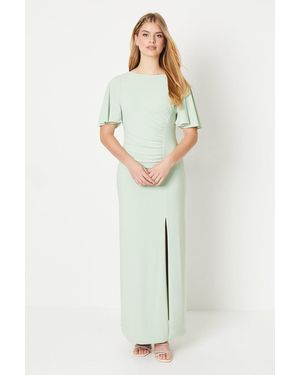 Debut London By Coast Angel Sleeve Twist Back Jersey Bridesmaid Dress - Green