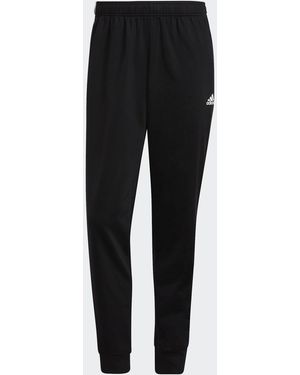 adidas Essentials Warm-Up Tapered 3-Stripes Track Trousers - Black