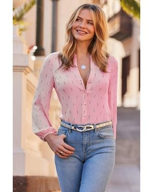 Sosandar Metallic Fleck Detail Blouse - Pink