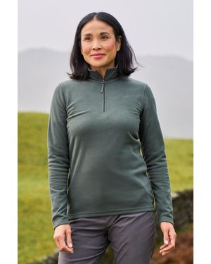 Mountain Warehouse 'Camber' Striped Fleece Top Half Zip Quick Dry Breathable Jumper - Grey