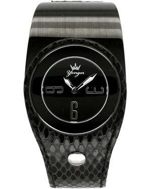 Yonger & Bresson And Leather Dial Watch - Black