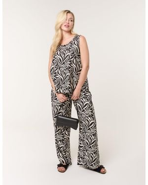 Blue Vanilla Leaf Print Vest And Trouser Set - White