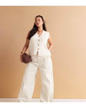 ASOS Design Wide Leg Jean With Crease Front - Natural