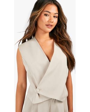 Boohoo Asymmetric Button Front Waistcoat - White