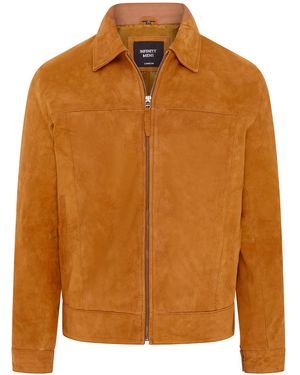 Infinity Leather Retro Classic Suede Harrington Biker Jacket - Brown