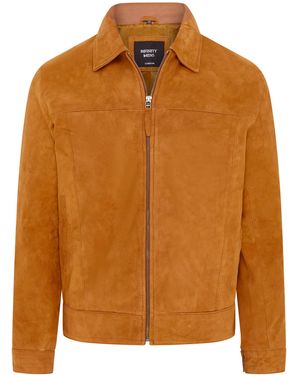 Infinity Leather Retro Classic Suede Harrington Biker Jacket - Brown