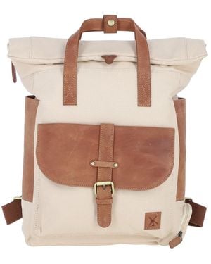 Fenland Sheepskin Real Leather X Canvas Backpack - Pink