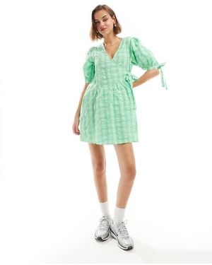 ASOS Wrap Mini Smock Dress - Green