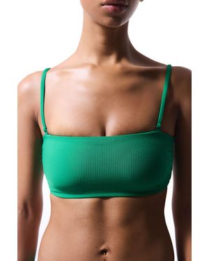 Penti Geribbelde Bandeau Bikini Top - Groen