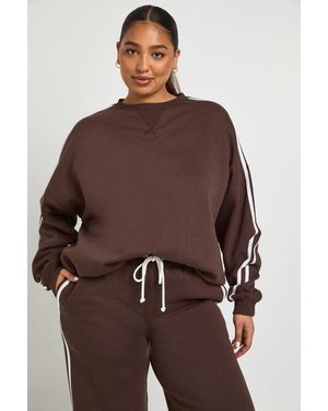 Boohoo Plus Side Stripe Oversized Sweatshirt - Brown