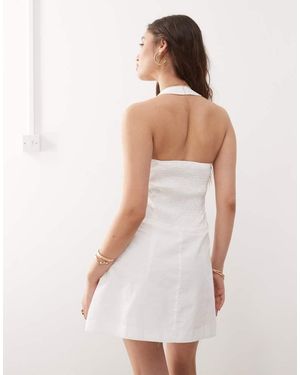 Amy Lynn Square Halter Neck Tailored Mini Dress - White