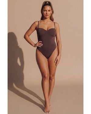 Femme Luxe Lightweight Padded Cups Sculpting Bodysuit- Alla - Brown